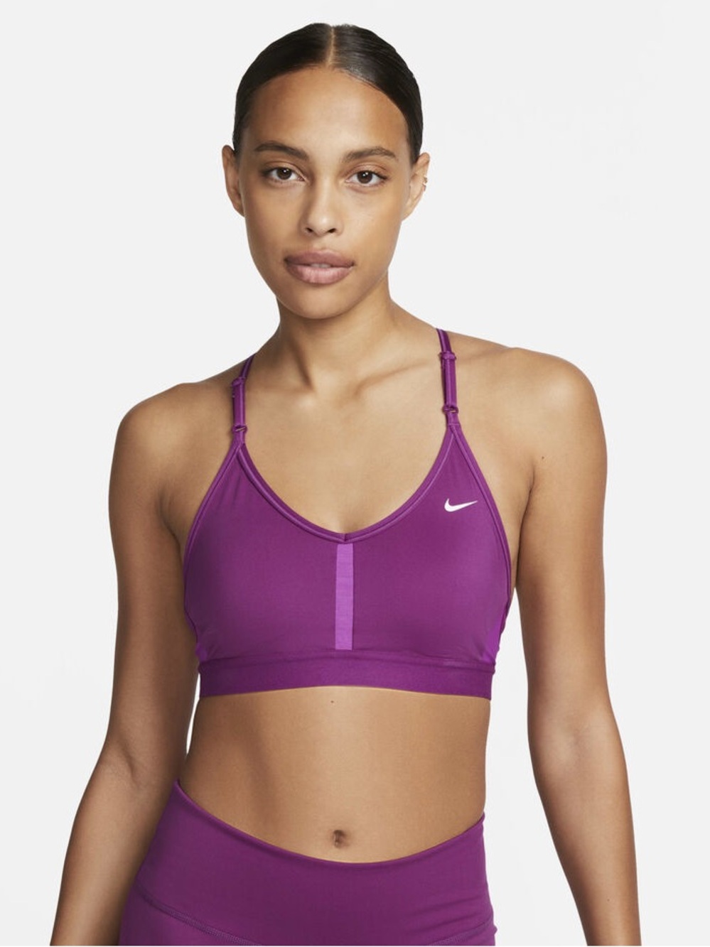 Nike Indy Women's Light-Support Padded V-Neck Sports Bra Purple